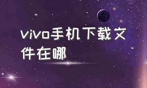 vivo手机下载文件在哪