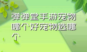 弹弹堂手游宠物哪个好宠物选哪个