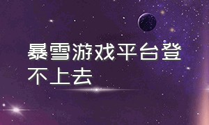 暴雪游戏平台登不上去