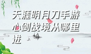 天涯明月刀手游心剑战境从哪里进