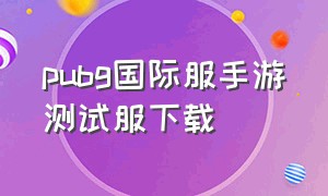 pubg国际服手游测试服下载