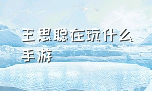 王思聪在玩什么手游