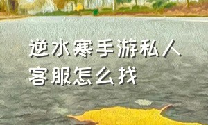 逆水寒手游私人客服怎么找