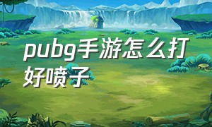 pubg手游怎么打好喷子