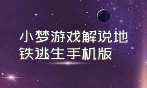 小梦游戏解说地铁逃生手机版