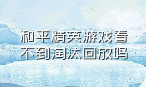 和平精英游戏看不到淘汰回放吗