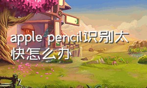 apple pencil识别太快怎么办