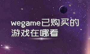 wegame已购买的游戏在哪看