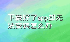 下载好了app却无法安装怎么办