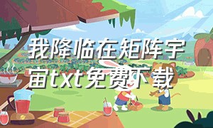 我降临在矩阵宇宙txt免费下载