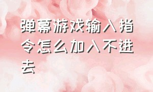 弹幕游戏输入指令怎么加入不进去