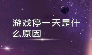 游戏停一天是什么原因