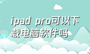 ipad pro可以下载电脑软件吗