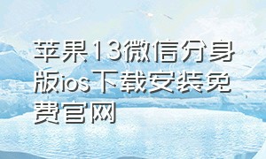 苹果13微信分身版ios下载安装免费官网（苹果12微信分身官方免费版）