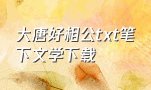 大唐好相公txt笔下文学下载