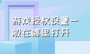 游戏授权设置一般在哪里打开（游戏权限管理在哪可以看到）