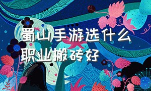 蜀山手游选什么职业搬砖好