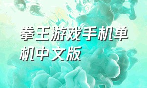 拳王游戏手机单机中文版（拳王游戏单机版下载）