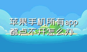 苹果手机所有app都点不开怎么办