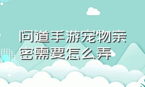 问道手游宠物亲密需要怎么弄