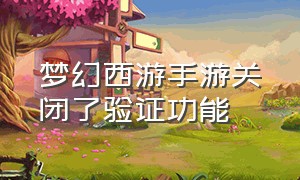 梦幻西游手游关闭了验证功能