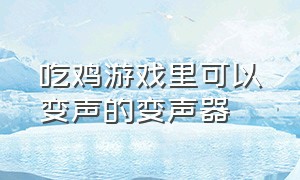 吃鸡游戏里可以变声的变声器（吃鸡万能变声器怎么在游戏里使用）