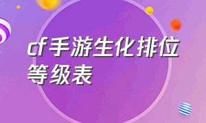 cf手游生化排位等级表