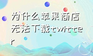 为什么苹果商店无法下载twitter