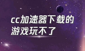 cc加速器下载的游戏玩不了