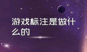 游戏标注是做什么的（游戏标注员做什么）