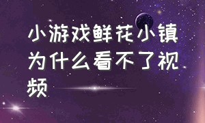 小游戏鲜花小镇为什么看不了视频