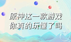 原神这一款游戏你真的玩懂了吗