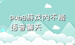 pubg游戏内不能语音聊天（pubg游戏语音用不了）