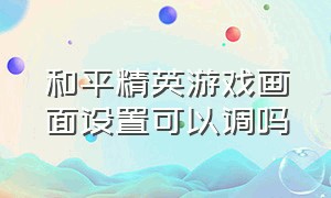 和平精英游戏画面设置可以调吗