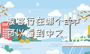 浪客行在哪个app可以看到中文