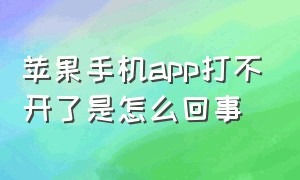 苹果手机app打不开了是怎么回事