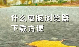 什么电脑浏览器下载方便（电脑下载什么浏览器更好）