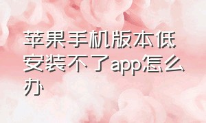 苹果手机版本低安装不了app怎么办