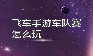 飞车手游车队赛怎么玩