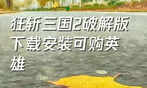 狂斩三国2破解版下载安装可购英雄