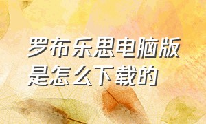 罗布乐思电脑版是怎么下载的