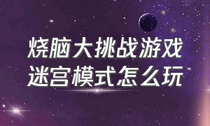 烧脑大挑战游戏迷宫模式怎么玩