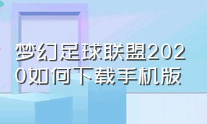 梦幻足球联盟2020如何下载手机版（梦幻足球联盟2019破解版无限金币版下载）