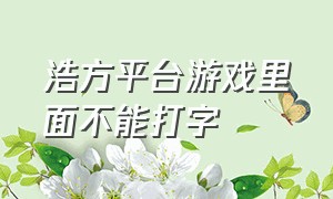 浩方平台游戏里面不能打字