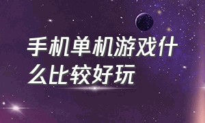 手机单机游戏什么比较好玩（手机大型单机游戏什么好玩）