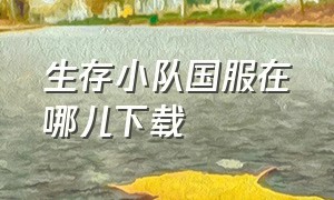 生存小队国服在哪儿下载（生存小队最新版本在哪里下载）