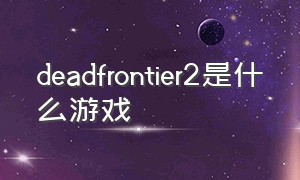 deadfrontier2是什么游戏