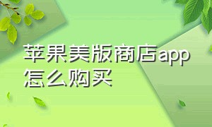 苹果美版商店app怎么购买