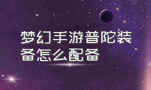 梦幻手游普陀装备怎么配备