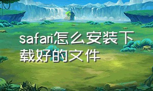 safari怎么安装下载好的文件（safari下载的文件怎么打开安装）